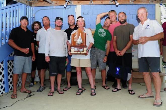 (Right to left) Chairman of Nanny Cay, Cameron McColl presented the crew of Spookie with the Nanny Cay Cup - BVI Spring Regatta and Sailing Festival © Todd VanSickle / BVI Spring Regatta http://www.bvispringregatta.org